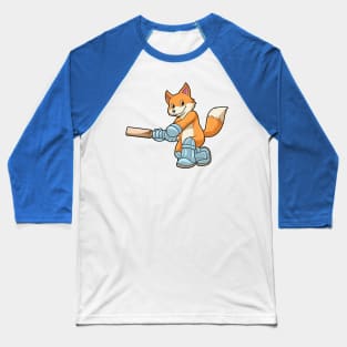 Fox as Batsman with Cricket bat Baseball T-Shirt